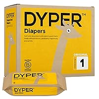 DYPER Viscose from Bamboo Baby Diapers Size 1 + 1 Pack Wet Wipes | Honest Ingredients | Made with Plant-Based* Materials | Hypoallergenic for Sensitive Newborn Skin, Unscented