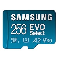 SAMSUNG EVO Select MicroSD Memory Card + Adapter, 256GB microSDXC, Speeds Up to 160 MB/s, UHS-I, C10, U3, V10, A2, Upgrade Storage for Phones, Tablets, Nintendo Switch, MB-ME256SA/AM