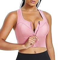 Racerback Sports Bra for Women Longline Yoga Bra Zip Front Crop Top Padded Tank Tops Workout Shirt