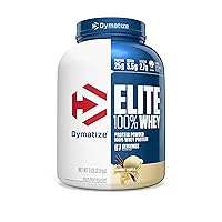 Elite 100% Whey Protein Powder, 25g Protein, 5.5g BCAAs & 2.7g L-Leucine, Quick Absorbing & Fast Digesting for Optimal Muscle Recovery, Gourmet Vanilla, 5 Pound, 67 Servings