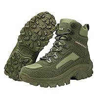 Mens Side Zip & Lace Up Army Tactical Combat Boots, Military Tactical Work Boots,for Hiking Motorcycling Combat Outdoors