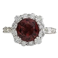4.66 Carat Natural Pink Tourmaline and Diamond (F-G Color, VS1-VS2 Clarity) 14K White Gold Luxury Cocktail Ring for Women Exclusively Handcrafted in USA