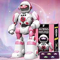 Robot Toy for Girls 3-5, Robot for Kid with Magic Record Voice & Gesture Sensing Control Programmable Music Dance Function Smart Pink Warrior Birthday Gift Toys for Toddler 3 4 5 6 7 Year Old