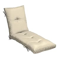 Arden Selections Outdoor Plush Modern Tufted Chaise Cushion, 76 x 22, Water Repellent, Fade Resistant, Tufted Cushion for Chaise Lounger 76 x 22, Tan Leala