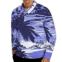 Napili Bay Scenic Men's Polo Shirt Long Sleeve Golf Shirt Sport Shirts for Casual Work Fishing