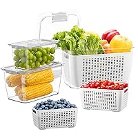 LUXEAR Fresh Container, 3PACK Produce Saver Container BPA Free Fridge Organizer for Vegetable Fruit and Salad Partitioned Food Storage Container with Vents Stay Fresh Containers Not Dishwashers Safe