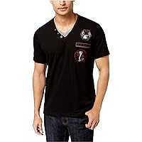 I-N-C Mens Layered Graphic T-Shirt, Black, Large