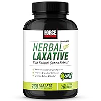 FORCE FACTOR Herbal Laxative for Constipation Relief for Adults, Digestion Supplement Made with Senna to Cleanse, Detox, and Soothe, Laxatives for Constipation for Women and Men, 250 Tablets