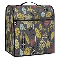 Autumn Leaf Fall Dark Gray Coffee Maker Dust Cover Mixer Cover with Pockets and Top Handle Toaster Covers Bread Machine Covers for Kitchen Cafe Bar Home Decor