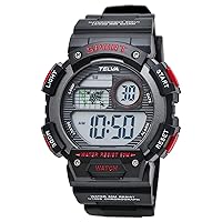 [クレファー] 腕時計 デジタル腕時計 防水 ストップウォッチ機能付き ウレタンベルト メンズ ブラック TED282