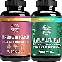 Hair Growth & Multivitamin Supplements for Women and Men Multi Vitamin Capsules and Hair Regrowth Complex Pills Bundle
