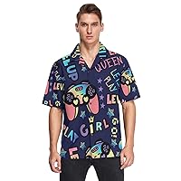 Video Game Pink Joysticks Mens Hawaiian Shirts Short Sleeve Button Down Vacation Men's Beach Shirts