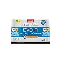 Maxell 638022 DVD-R Recordable Discs, Printable, 4.7GB, 16x, Spindle, White, 50/Pack