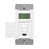 HET01-C-W Programmable Digital Timer Switch for Lights, Fans, Motors, 7-Day18 ON/OFF Timer Settings, Single Pole, Neutral Wire Required, UL Listed, HET01-C, White