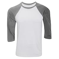 Canvas Mens 3/4 Sleeve Baseball T-Shirt (XS) (White/Deep Heather)