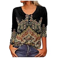 HTHLVMD Fall Business Casual Long Sleeve Tops Women's Plus Size Print Cotton V Neck T-Shirt Frilly Loose Super Soft Tshirt Women Black