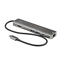 StarTech.com USB C Multiport Adapter - USB-C to 4K 60Hz HDMI 2.0, 100W PD Pass-Through, SD/MicroSD, 2-Port USB Hub, GbE, USB Type-C Mini Dock, 12
