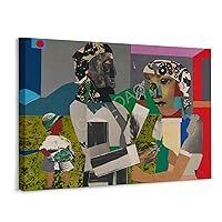 CNNLOAO Collage Artist Romare Bearden Abstract Fun Art Poster (4) Canvas Poster Wall Art Decor Print Picture Paintings for Living Room Bedroom Decoration Frame-style 16x12inch40x30cm