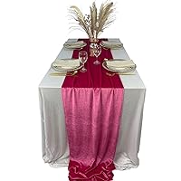 Velvet Table Runner, 10ft Luxurious Wedding Reception Decorations Soft Velvet Fabric Table Linen Overlay for Party (20 x 120 inch, Hot Pink)