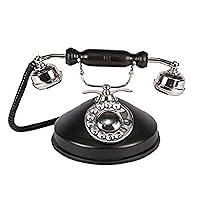 Decor Antique Black Nickel Vintage Rotary Dial Telephone - Non-Functional Decorative Replica for Home or Office Décor - VintiquE
