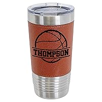 Personalized Basketball Tumbler with Textured Basketball Look and Feel - Customized Basketball Gift - 20oz with Basketball Texture - Insulated Stainless Steel Custom Basketball Cup