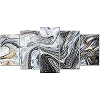 Abstract Marble Canvas Wall Decor 5 Piece Wall Art, Black and White Gold Prints Pictures Art 60