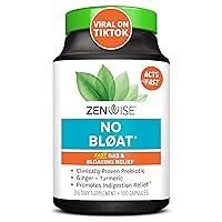 Zenwise Health NO BLØAT - Probiotics for Digestive Health with Ginger, Dandelion, and Cinnamon, Digestive Enzymes for Gas and Bloating Relief for Women and Men - Water Retention Pills - 100 Count