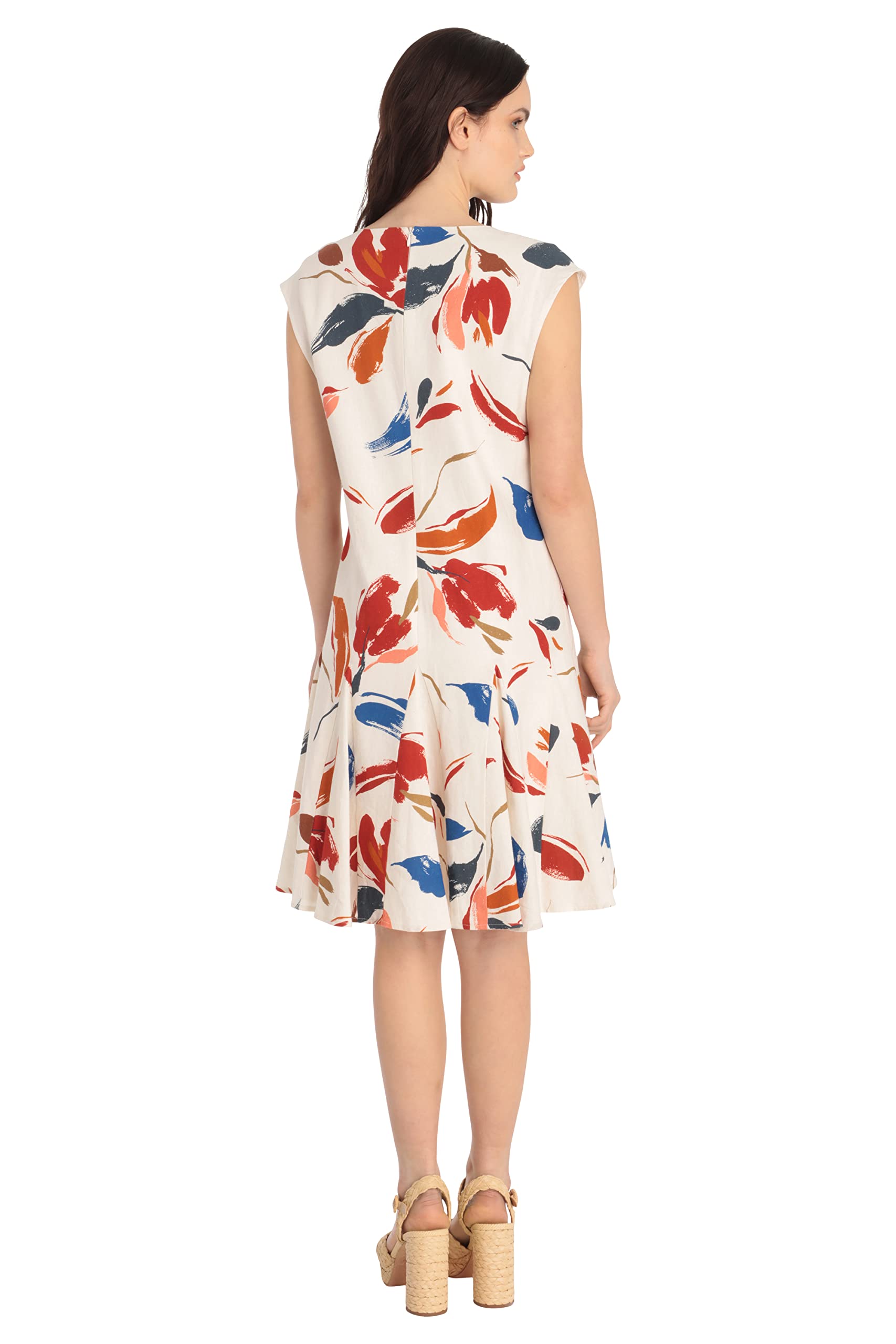 Maggy London Women's Floral Printed V-Neck Dress with Godets