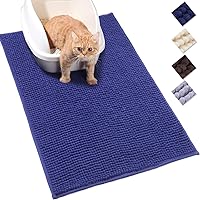 VIVAGLORY Soft Cat Litter Box Mat, Extra Large Litter Trapping Mat for Indoor Cat, Machine Washable Cat Kitty Litter Tray with No-slip and Waterproof, 35