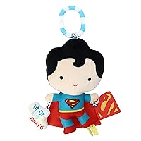 KIDS PREFERRED DC Comics Superman Multi Sensory Activity Toy with Teethers, Crinkle Textures, and Clip for On The Go Fun for Infant and Baby Boys and Girls, Medium