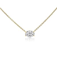 East-West Oval Solitaire Necklace