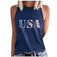 Womens American Flag Vintage Graphic Tank Tops Summer Casual Loose 4th of July Tanks Vest Sleeveless Patriotic Tops