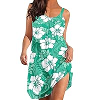 Tunic Dress for Women,Women Summer Beach Dress Sleeveless Funny Colorful Women's Casual Short Sleeve Slit Solid