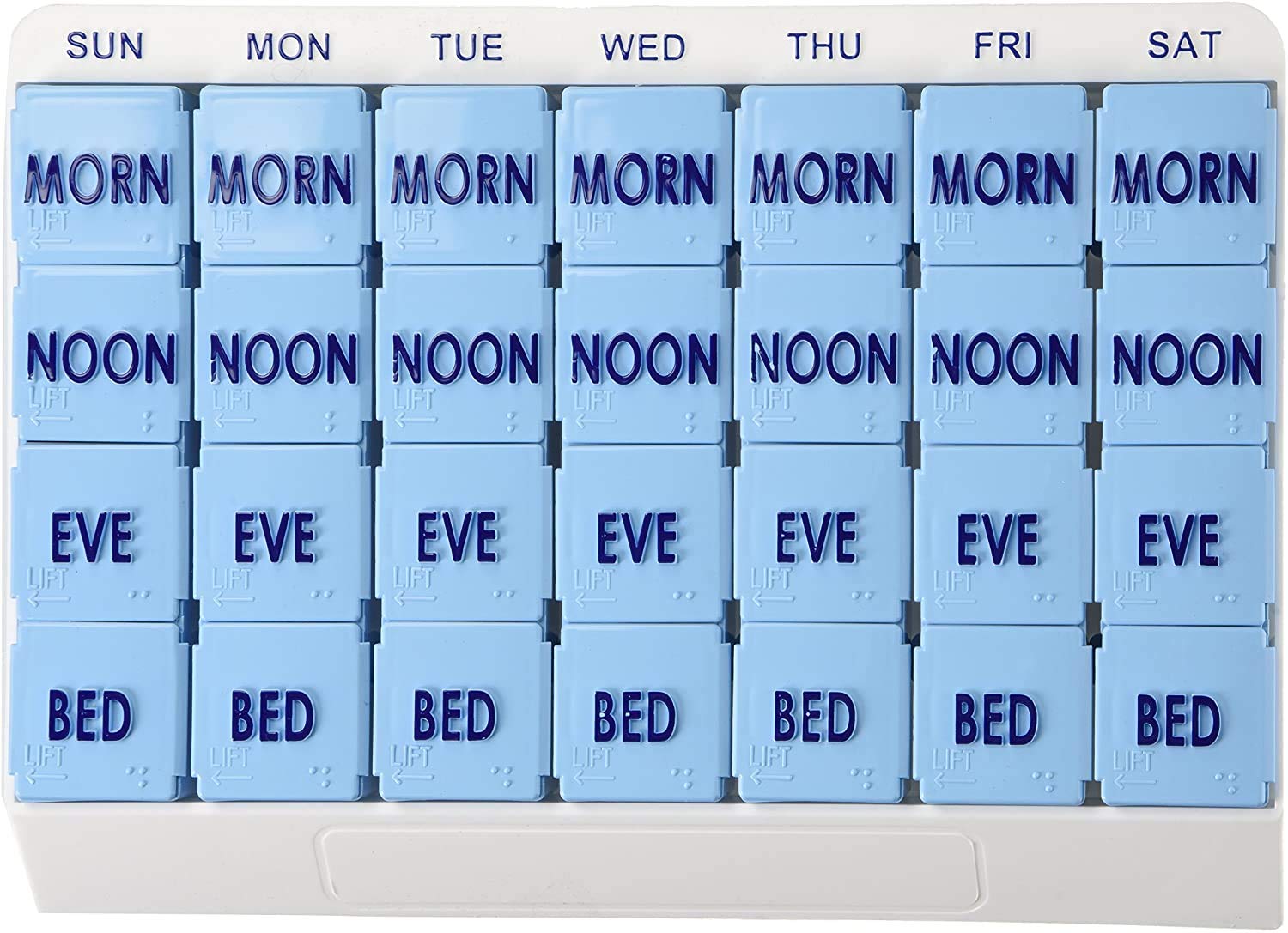 Apex Large 7 Day Weekly Pill Organizer - Weekly Pill Organizer, 4 Times a Day, Easy-Open, Organize Medication or Vitamins