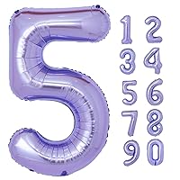 40 inch Purple Number 5 Balloon, Giant Large 5 Foil Balloon for Birthdays, Anniversaries, Graduations, 5th Birthday Decorations for Kids