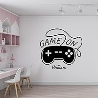 Game On Wall Vinyl Sticker for Boys' Bedroom - Personalized Gamer Room - Vinyl Gaming Wall Stickers - Gamer Girl Room Decor - Vinyl Wall Decal - Kids Gamer Video Game 46x47