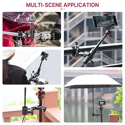 ULANZI Super Clamp Double Camera Clamp, R096 Crab Plier Clip Bracket Mount Monitor Magic Arm Double Ball Head Adapter for Photo Studio Light Stand, Photography Reflector, Photo Boom Stand, Cross Bars