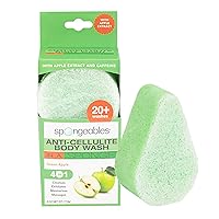 Spongeables Anti Cellulite Body Wash in a 20+ Wash Sponge, Apple, 1 Count