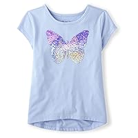 The Children's Place girls Short Sleeve Graphic High Low Top