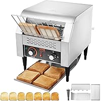 VEVOR Commercial Conveyor Toaster, 300 Slices/Hour Conveyor Belt Toaster, Heavy Duty Stainless Steel Commercial Toaster Oven, Electric Restaurant Commercial Toaster for Toast Bun, Bagel, Bread