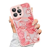 AIGOMARA Case for iPhone 12 Pro Max [Compatible with MagSafe] Pink Flower Floral Pattern Design Magnetic Case for Women Girls Soft TPU Bumper Hard PC Back Anti-Fall Shockproof Protective Slim Cover