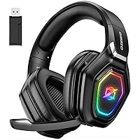 2.4GHz Wireless Gaming Headset with Microphone, 2.4G USB & Type C Transmitter - 30h Battery Life - RGB Lighting Gaming Headphones for PS5, PS4, PC, Phone