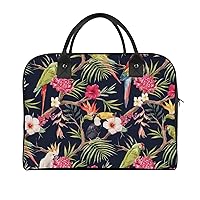 Tropical Palm Tree Parrot Large Crossbody Bag Laptop Bags Shoulder Handbags Tote with Strap for Travel Office