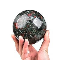 JIC Gem Large Healing Crystal Ball with Decoation Stand African Bloodstone Gemstone Sphere Ball for Meditation Energy Reiki Ball (90-100mm)