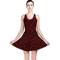 CowCow Womens Dark Red Flare Sundress Flame Hell Fire Seamless 2X-Large Reversible Skater Dress