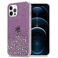 Case Compatible with Apple iPhone 12/12 PRO in Purple with Glitter - Protective TPU Silicone Cover with Sparkling Glitter - Ultra Slim Back Cover Case