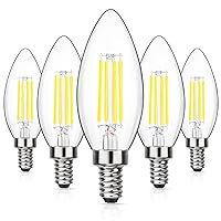 MAXvolador Dimmable E12 Candelabra LED Light Bulbs 60W Equivalent, Daylight White 5000K, 600LM LED Chandelier Bulb, B11 Candle Light Bulbs, Pack of 5