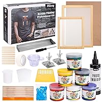 Pllieay 62PCS Complete Screen Printing Kit Include Fabric Screen Printing Ink & Photo Emulsion & Diazo, Screen Frame and Base, Silk Screen Printing Hinge Clamps, Emulsion Scoop Coater