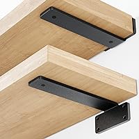 Heavy Duty Floating Shelf Bracket (8 inch-6 Pack) with (1/4”-Thick) Metal Black, Holds 160+lb, Powder Coated, Complete Mounting Hardware, Easy Install