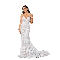 Ruolai Strapless Sweetheart Neck Special Sequined Mermaid Evening Dress Wedding Gowns